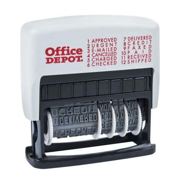 Self-Inking 12-in-1 Micro Message Stamp Dater, 1-1/16” x 5/32 Impression, Black Ink (ODFN421118)