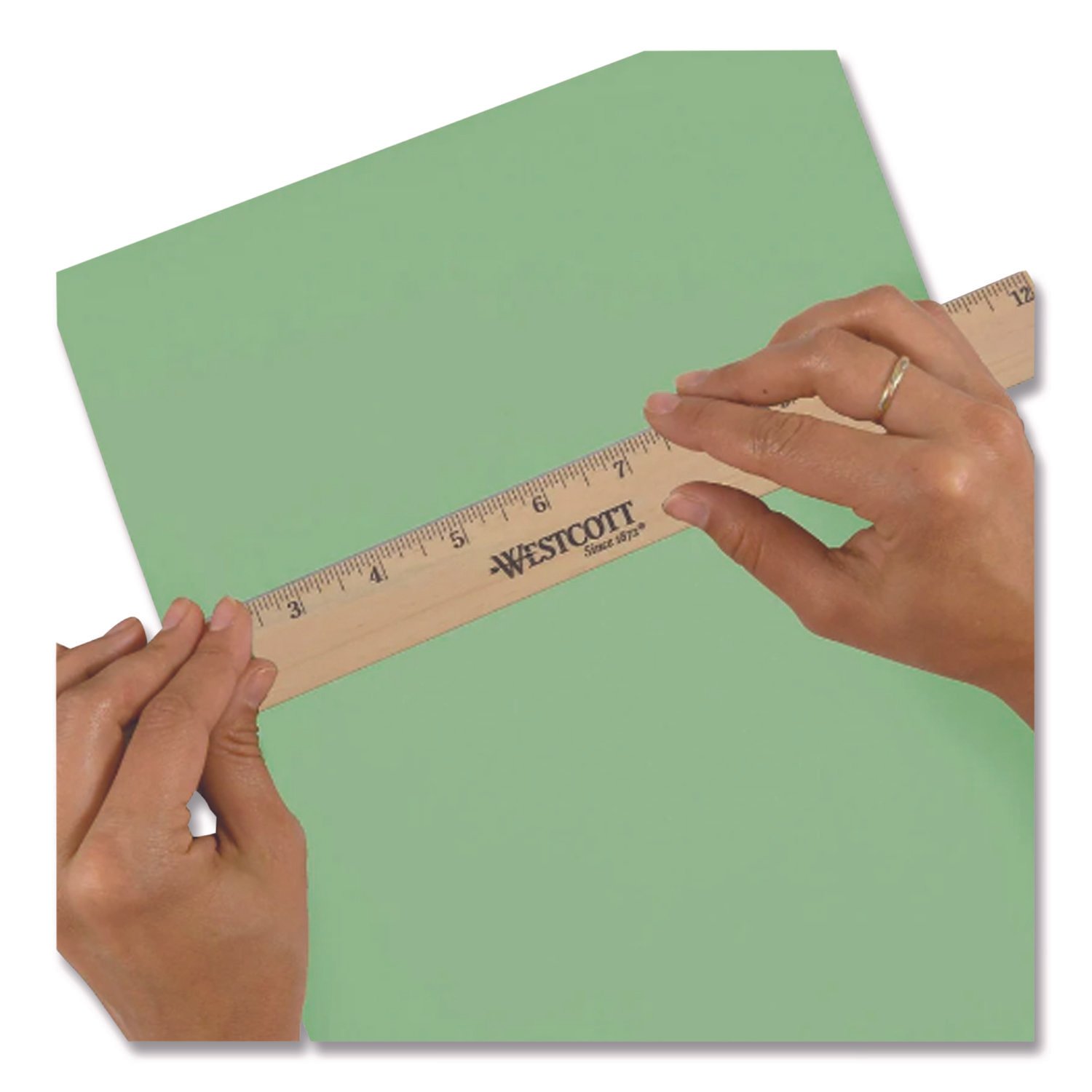 Westcott Beveled Wood Ruler, Standard, 12" Long, Natural Hardwood, 12/Pack (ACM17720) - Image 5