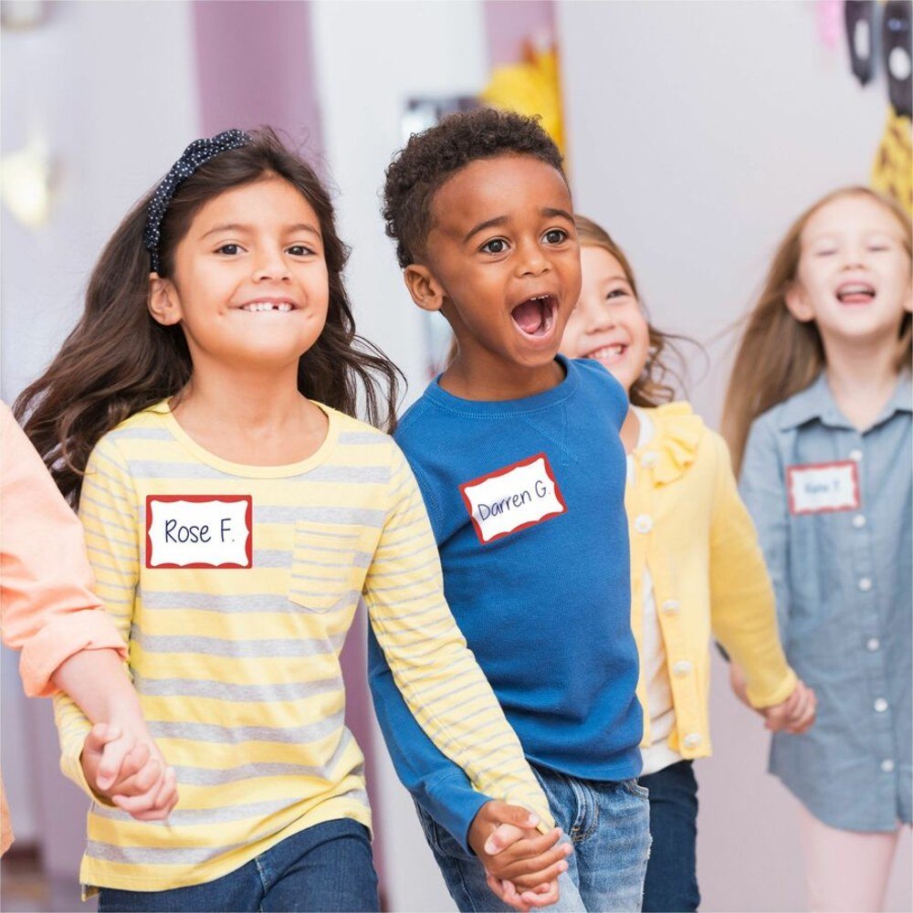 Avery Name Tags, 05143, 2-1/3" x 3-3/8", White With Red Border, 100 Removable Name Badges (AVE5143) - Image 3