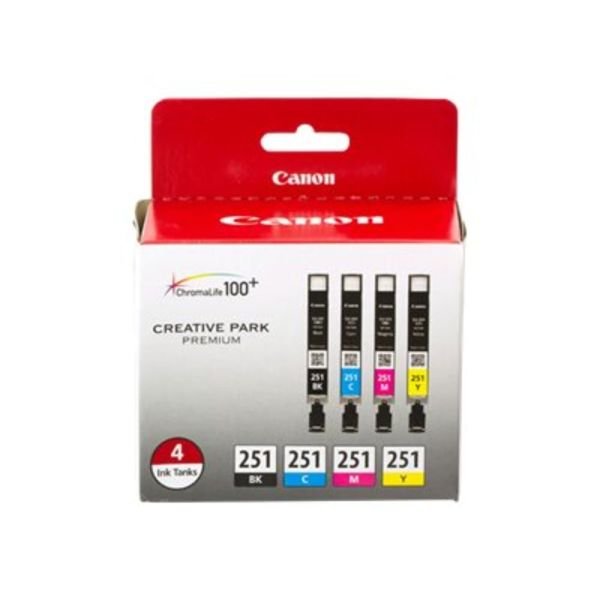 Canon CLI-251 Black And Cyan, Magenta, Yellow Ink Cartridges, Pack Of 4, 6513B004 (CNMCLI251BCMY) - Image 2