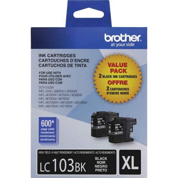 Brother LC103 Black High-Yield Ink Cartridges, Pack Of 2, LC1032PKS (BRTLC1032PKS) - Image 2