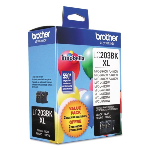 Brother LC203 Black High-Yield Ink Cartridges, Pack Of 2, LC2032PKS (BRTLC2032PKS) - Image 3