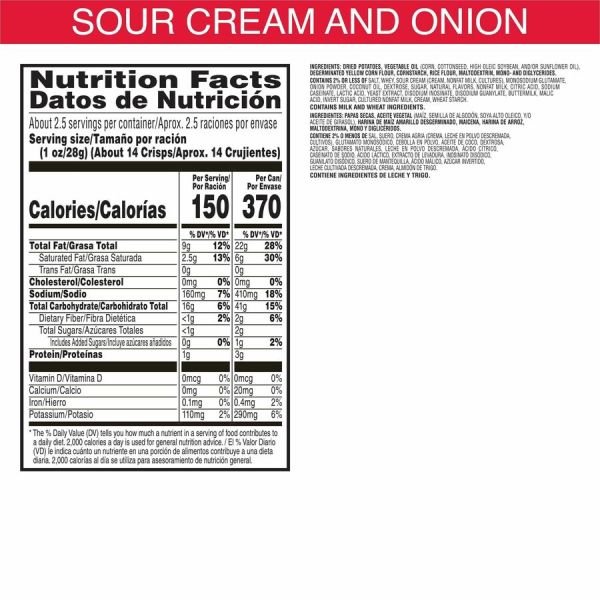 Pringles Sour Cream & Onion Cans, 2.50 Oz, Carton Of 12 Cans (KEB84560) - Image 2