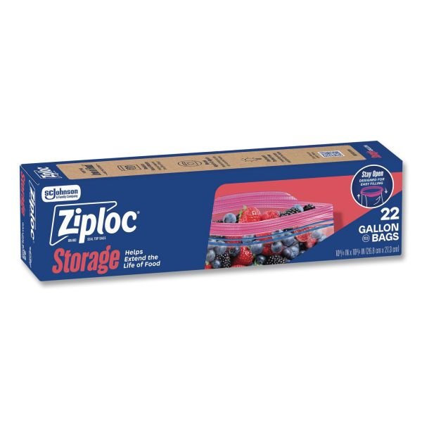 Ziploc Double Zipper Storage Bags, Triple System Seal, Gallon, 9.6" x 12.1", Clear, 22 Bags/Box, 12 Boxes/Carton (SJN383231) - Image 4