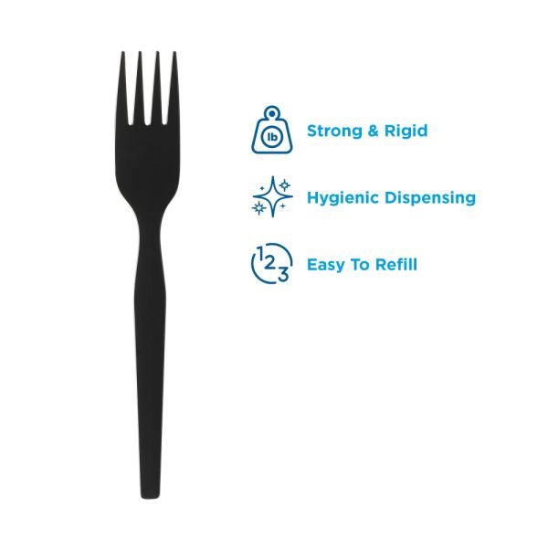 Dixie SmartStock Plastic Cutlery Refill, Series-O, Mediumweight Fork, Black, 40/Pack, 24 Packs/Carton (DXESSF51) - Image 4