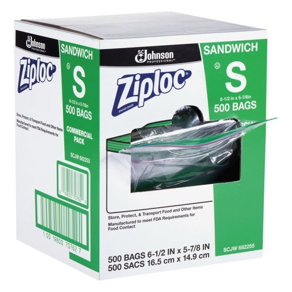 Ziploc Resealable Sandwich Bags, 6.5" x 6", Clear, 500/Box (SJN682255) - Image 4