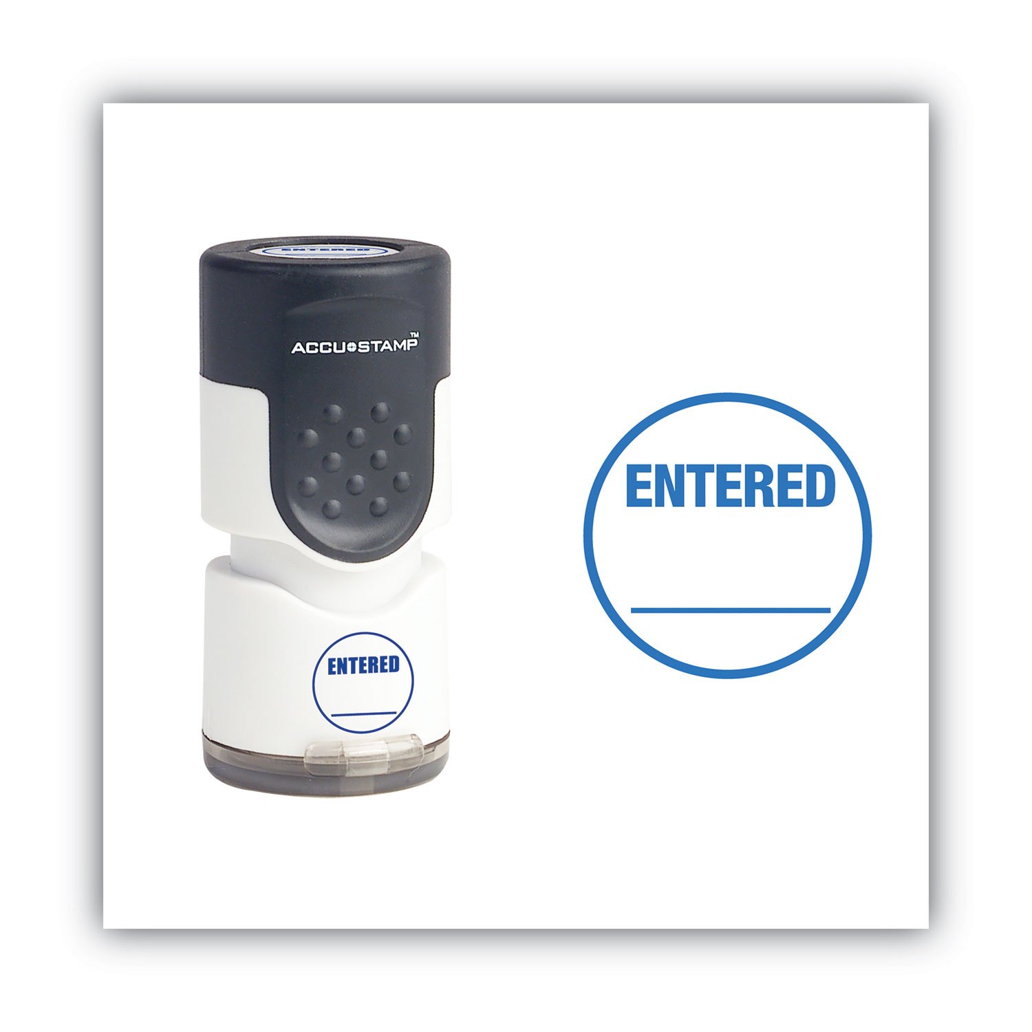 ACCUSTAMP Pre-Inked Round Stamp, ENTERED, 0.63" dia, Blue (COS035656) - Image 3