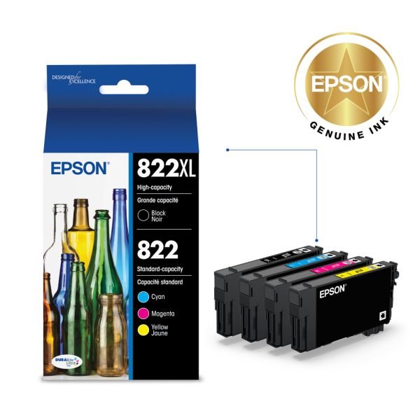 Epson 822XL/822 Black And Cyan, Magenta, Yellow High-Yield Ink Cartridges, Pack Of 4 (ODFN6487019) - Image 5