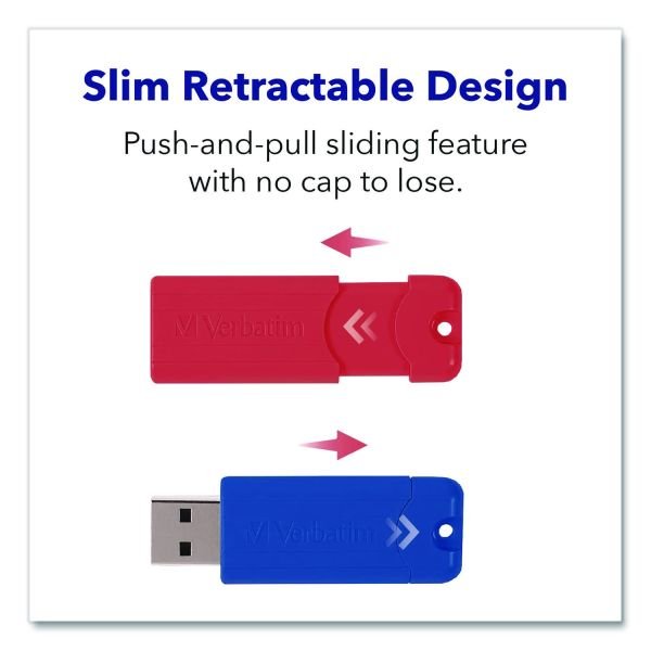 Verbatim PinStripe USB 3.0 Flash Drive, 32 GB, Assorted Colors, 5/Pack (VER70388) - Image 5