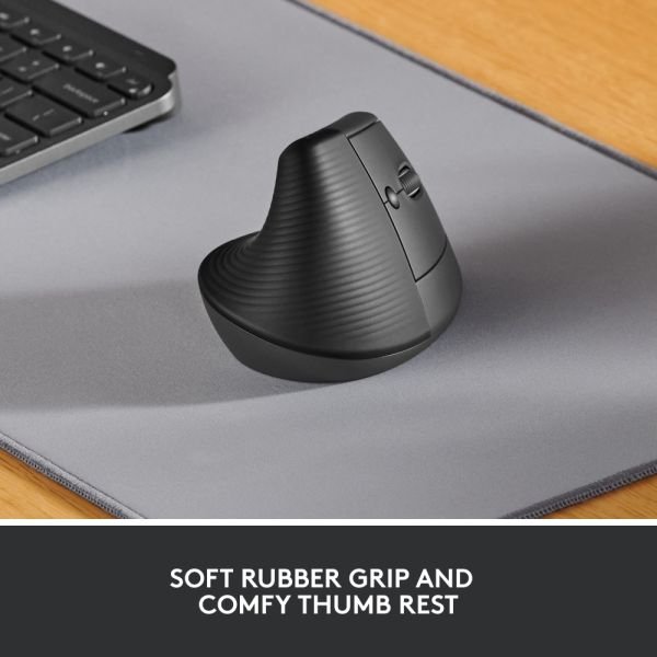 Logitech Lift Vertical Ergonomic Mouse, Graphite, Wireless, Quiet clicks (ODFN7263334) - Image 5