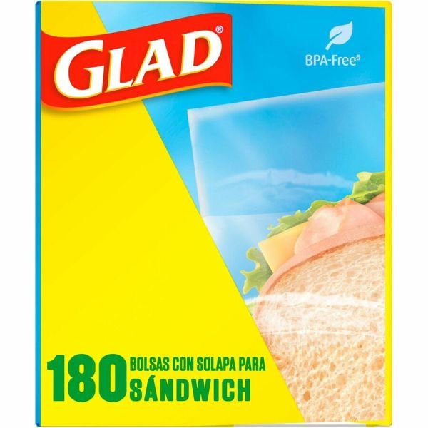 Glad Fold Top Food Storage Plastic Sandwich Bags, 6.5 x 5.5, Clear, 180 Bags/Box, 12 Boxes/Carton (CLO60771) - Image 2