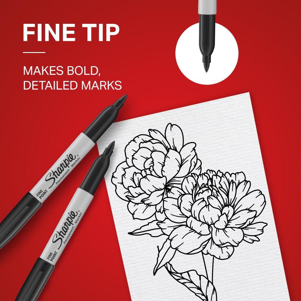 Sharpie Permanent Fine-Point Markers, Black, Pack Of 2 Markers (SAN30162PP) - Image 2