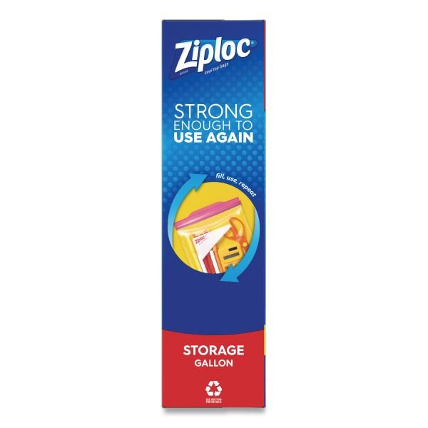 Ziploc Double Zipper Storage Bags, Triple System Seal, Gallon, 10.56" x 10.75", Clear, 38 Bags/Box, 9 Boxes/Carton (SJN383233) - Image 3