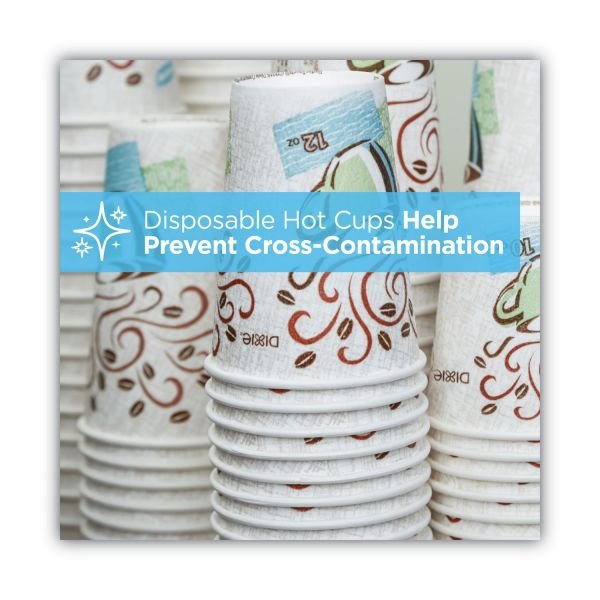 Dixie PerfecTouch Paper Hot Cups and Lids Combo, 10 oz, Coffee Haze Design, 50/Pack, 6 Packs/Carton (DXE5310CMB600CT) - Image 6