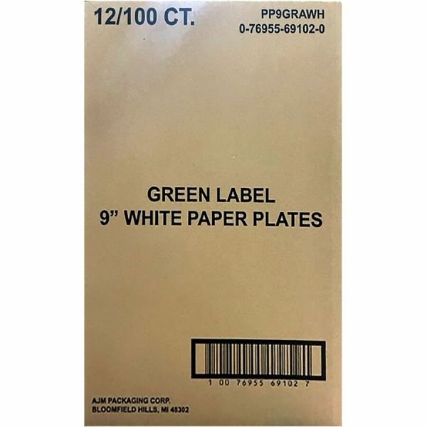 Green Label 9" Green Label Economy Paper Plates (AJMPP9GRA) - Image 6