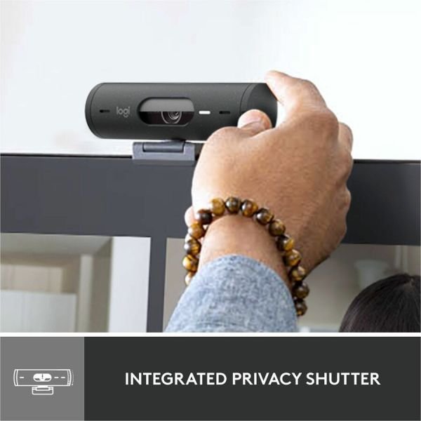 Logitech Brio 500 Full HD webcam, auto framing, noise-reducing mics, privacy shutter, streaming & video calling, Graphite (ETLZ1074900299) - Image 6