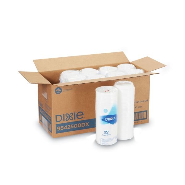 Dixie Dome Lid, Fits 10 oz to 16 oz PerfecTouch Hot Cups/12 oz to 20 oz WiseSize Hot Cups, Plastic, White, 500/Carton (DXE9542500DXCT) - Image 2