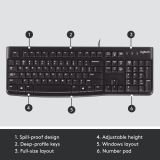 Logitech K120 Wired Keyboard for Windows, USB Plug-and-Play, Full-Size, Spill-Resistant, Curved Space Bar, Compatible with PC, Laptop - Black (LOG920002478) - Image 6