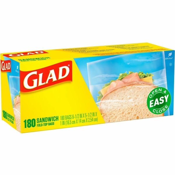 Glad Fold Top Food Storage Plastic Sandwich Bags, 6.5 x 5.5, Clear, 180 Bags/Box, 12 Boxes/Carton (CLO60771) - Image 6