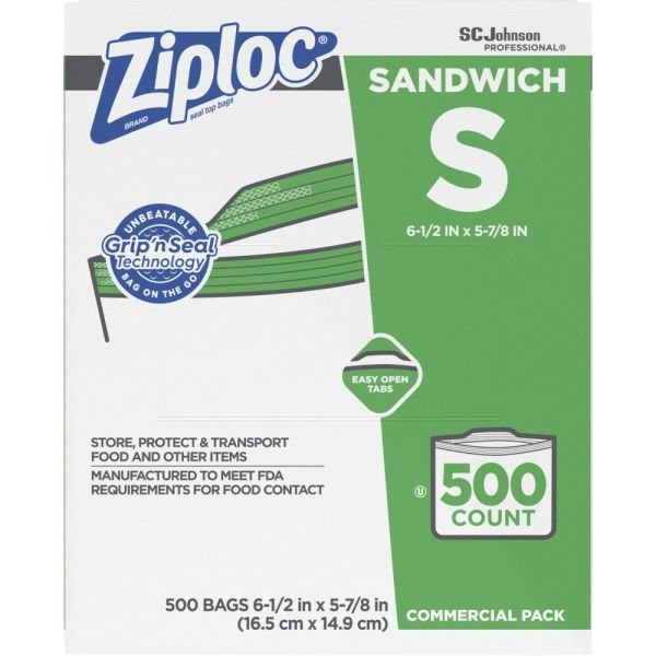 Ziploc Resealable Sandwich Bags, 6.5" x 6", Clear, 500/Box (SJN682255) - Image 7