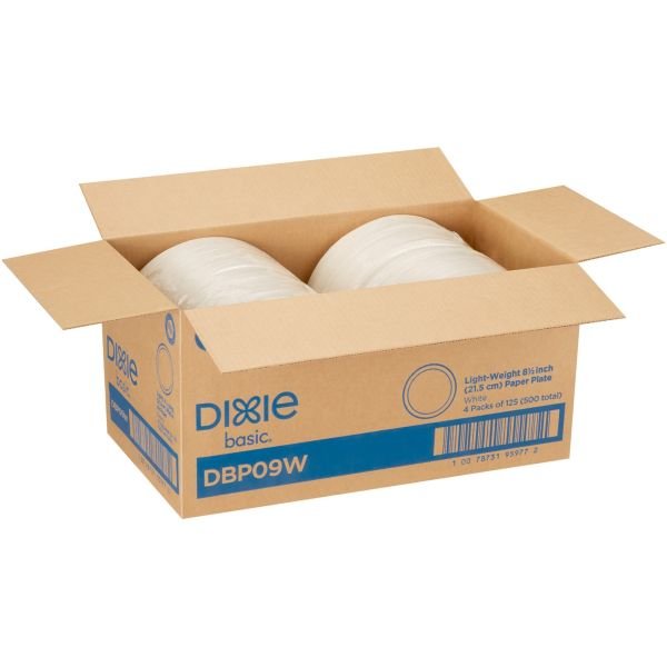 Dixie Paper Dinnerware, Plate, 8.5" dia, White, 125/Pack, 4/Carton (DXEDBP09WCT) - Image 6