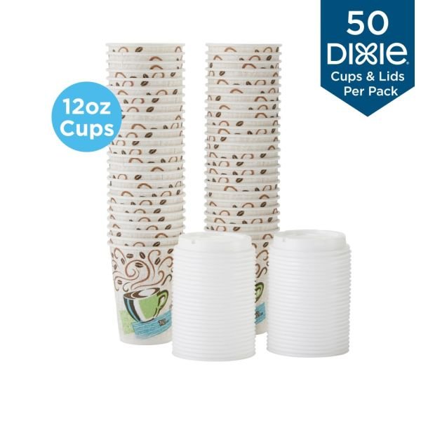Dixie PerfecTouch Hot Cups And Lids, 12 Oz, Multicolor, Pack Of 50 Cups And Lids (DXE5342COMBO600) - Image 6
