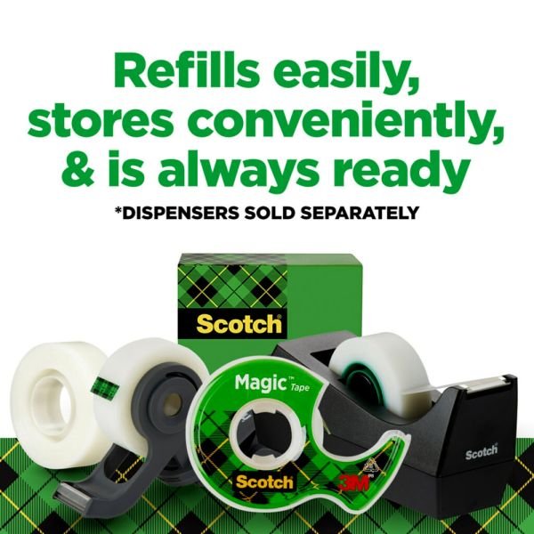 Scotch Magic Tape, Invisible, 10 Tape Rolls, 3/4 in x 1000 in, Home Office Supplies and School Supplies for College and Classrooms (MMM810P10K) - Image 7