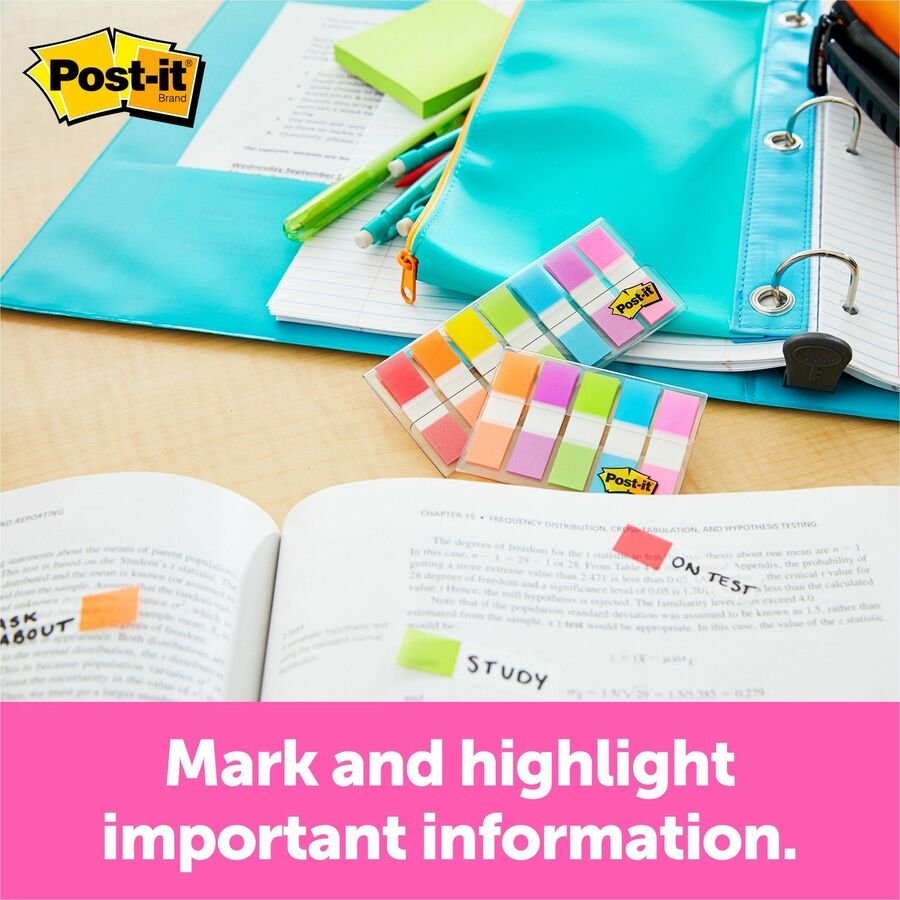 Post-it Notes Flags, 1/2" x 1-7/10", Assorted Bright Colors, 20 Flags Per Pad, Pack Of 5 Pads (MMM6835CB2) - Image 9