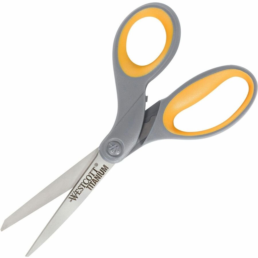 Westcott 8” Titanium Scissors, Pointed, Yellow/Gray, Set Of 3 Scissors (ODFN7939494) - Image 3