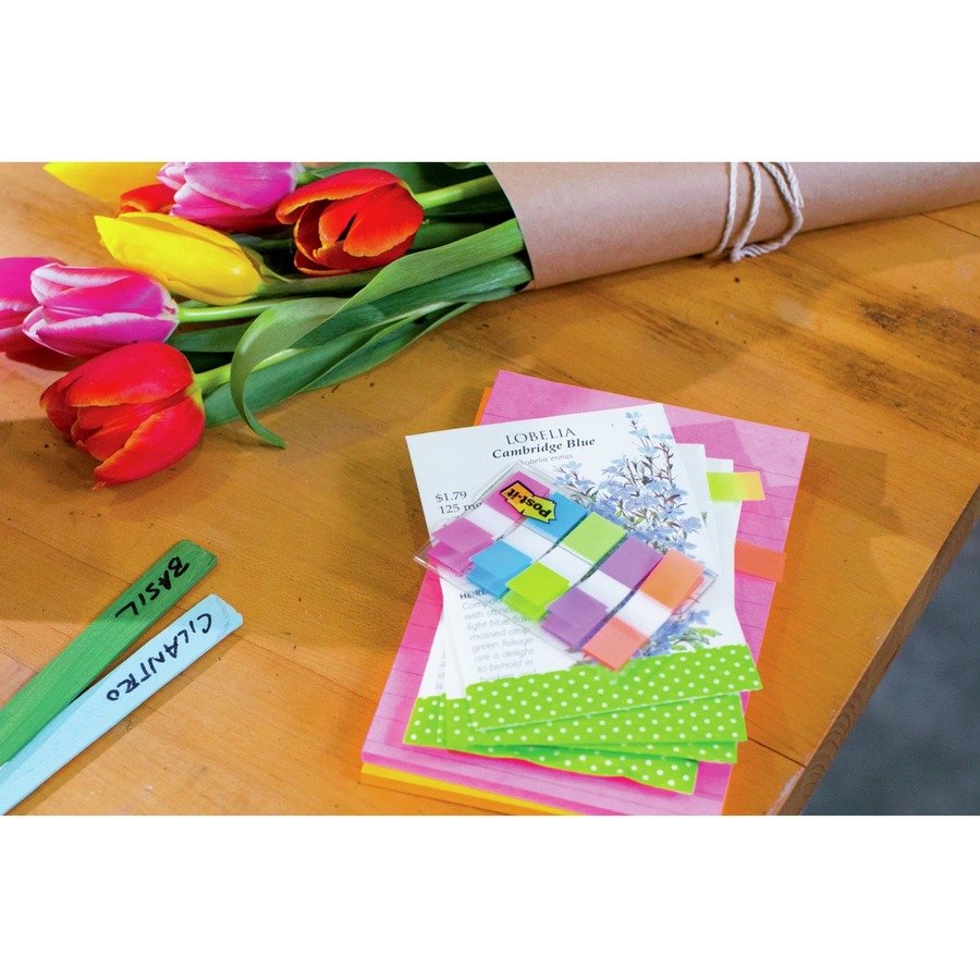 Post-it Notes Flags, 1/2" x 1-7/10", Assorted Bright Colors, 20 Flags Per Pad, Pack Of 5 Pads (MMM6835CB2) - Image 6