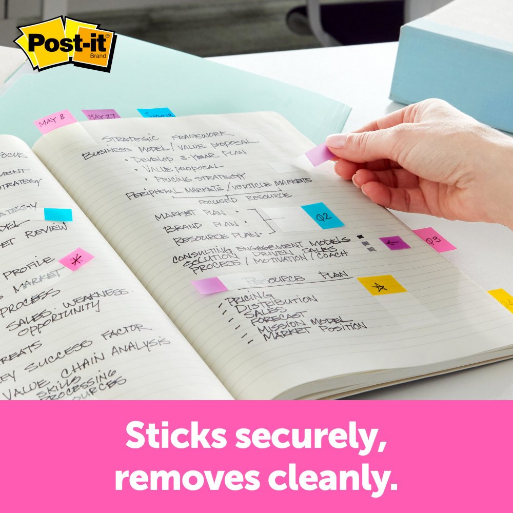 Post-it Flags, .5 in. x 1.7 in., 4 Dispensers, 24 Flags/Dispenser, Assorted Bright Colors, Back to School Supplies - 684ARR4 (MMM684ARR4) - Image 4