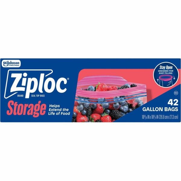 Ziploc Double Zipper Storage Bags, Triple System Seal, Gallon, 10.56" x 10.75", Clear, 38 Bags/Box, 9 Boxes/Carton (SJN383233) - Image 2