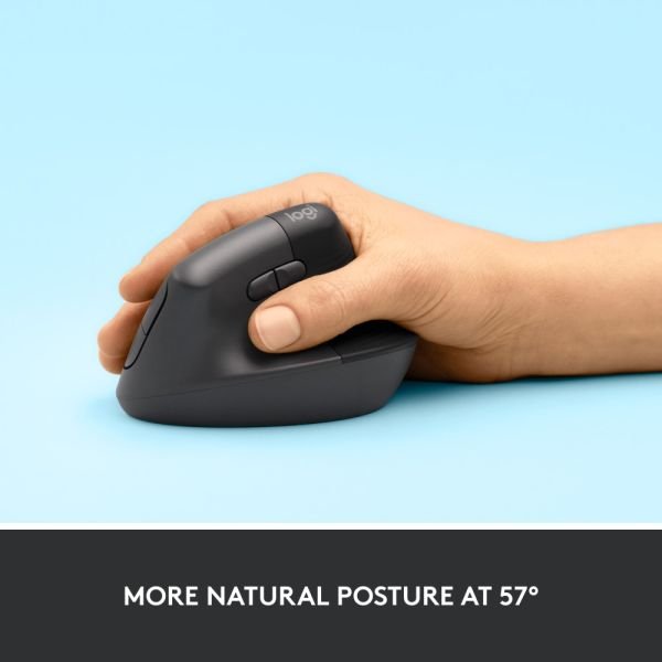 Logitech Lift Vertical Ergonomic Mouse, Graphite, Wireless, Quiet clicks (ODFN7263334) - Image 7