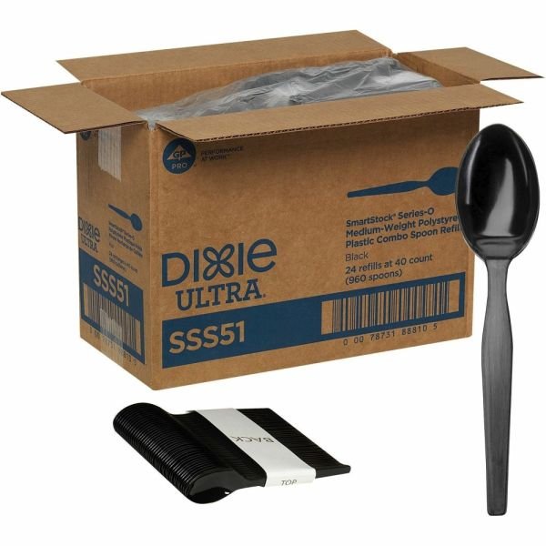 Dixie SmartStock Plastic Cutlery Refill, Series-O, Mediumweight Spoon, Black, 40/Pack, 24 Packs/Carton (DXESSS51) - Image 7