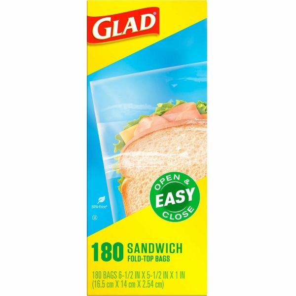 Glad Fold Top Food Storage Plastic Sandwich Bags, 6.5 x 5.5, Clear, 180 Bags/Box, 12 Boxes/Carton (CLO60771) - Image 12