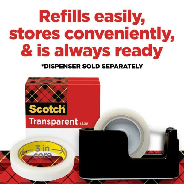 Scotch Transparent Tape, 2 Tape Rolls, 3/4 in x 2592 in, Home Office Supplies and School Supplies for College and Classrooms (MMM6002P3472) - Image 7