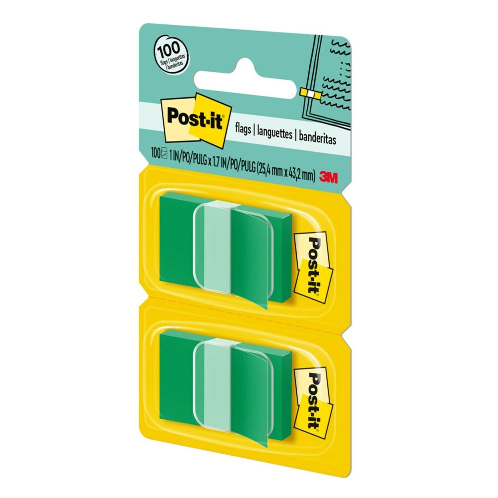 Post-it Flags, 1" x 1 -11/16", Green, 50 Flags Per Pad, Pack Of 2 Pads (MMM680GN2) - Image 7