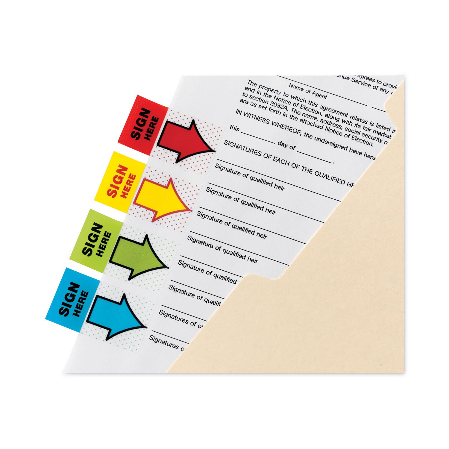 Post-it Flags, 1 in. x 1.7 in., 4 Dispensers, 50 Flags/Dispenser, Assorted Colors, Printed "Sign Here", Back to School Supplies - 680SH4VA (MMM680SH4VA) - Image 9