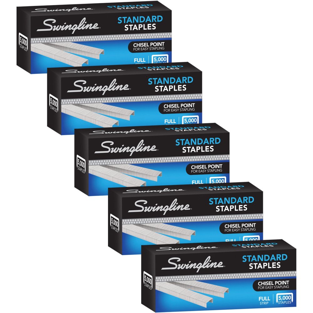 Swingline Standard Staples, 1/4" Length, 5,000 Per Box, Pack Of 5 (SWI35101) - Image 2