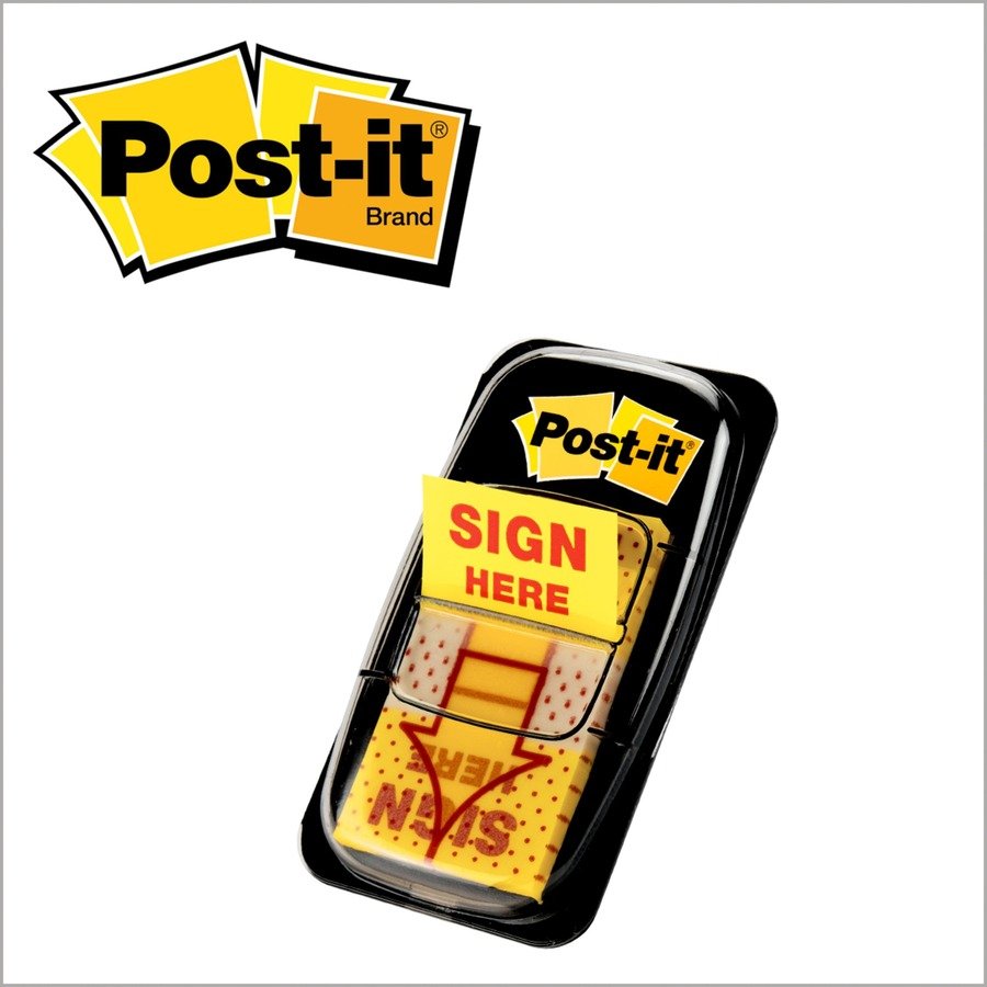 Post-it Flags, 1 in. x 1.7 in., 12 Dispensers, 50 Flags/Dispenser, Yellow, Printed "Sign Here", Back to School Supplies - 680SH12 (MMM680SH12) - Image 6