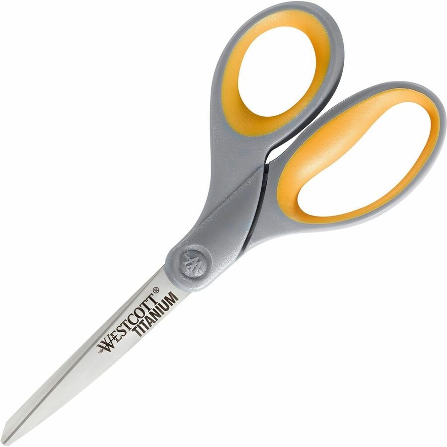 Westcott 8” Titanium Scissors, Pointed, Yellow/Gray, Set Of 3 Scissors (ODFN7939494) - Image 4