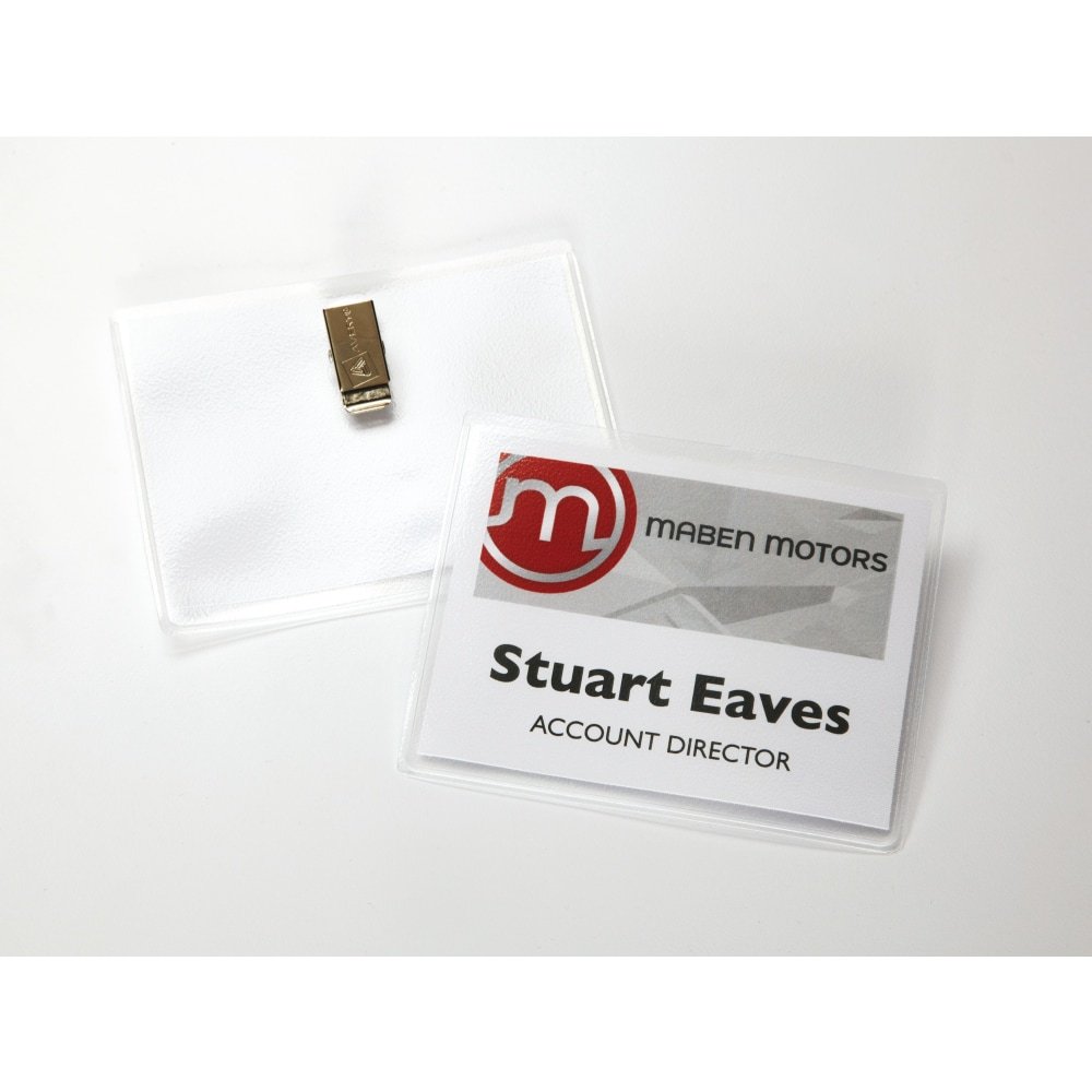 Avery Customizable Name Badges With Clips, Rectangle, 74541, 3" x 4", Clear Holders With White Inserts, 100 Badges (AVE74541) - Image 3