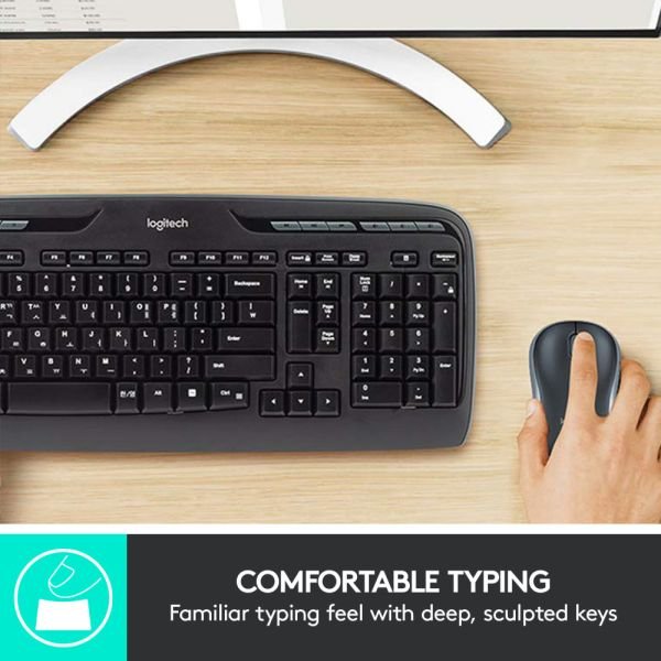 LogitechMK320 Wireless Straight Full-Size Keyboard & Ambidextrous Optical Mouse, Black (LOG920002836) - Image 8