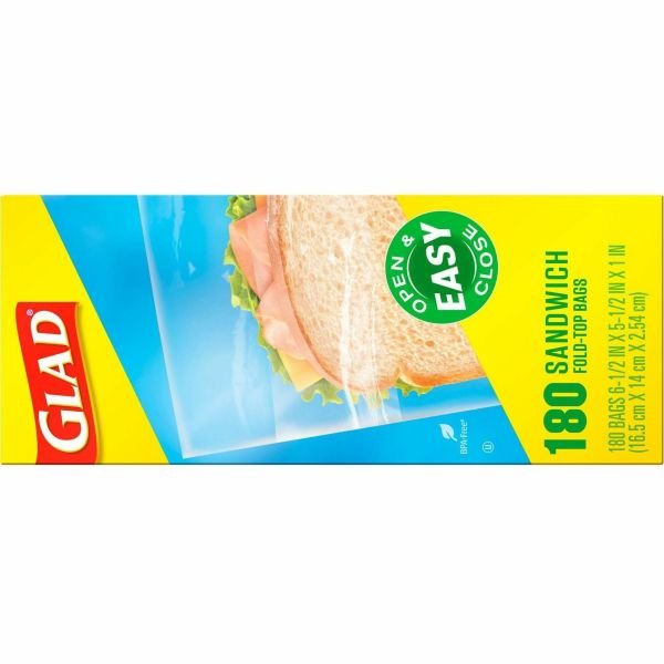 Glad Fold Top Food Storage Plastic Sandwich Bags, 6.5 x 5.5, Clear, 180 Bags/Box, 12 Boxes/Carton (CLO60771) - Image 11