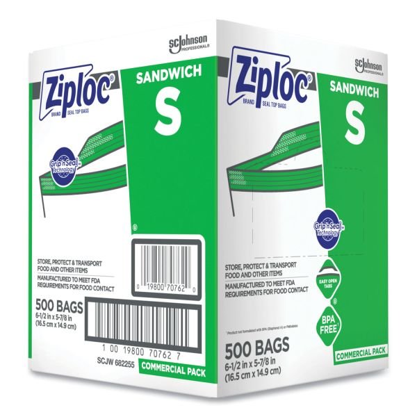 Ziploc Resealable Sandwich Bags, 6.5" x 6", Clear, 500/Box (SJN682255) - Image 5