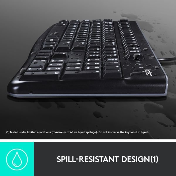 Logitech K120 Wired Keyboard for Windows, USB Plug-and-Play, Full-Size, Spill-Resistant, Curved Space Bar, Compatible with PC, Laptop - Black (LOG920002478) - Image 8