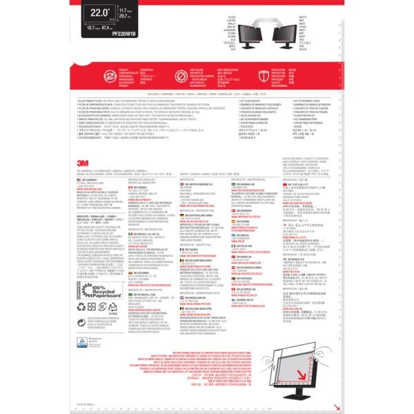 3M Privacy Filter Screen for Monitors, 22" Full Screen, 16:10 Aspect Ratio, Reduces Blue Light, Anti-Glare (MMMPF220W1B) - Image 10