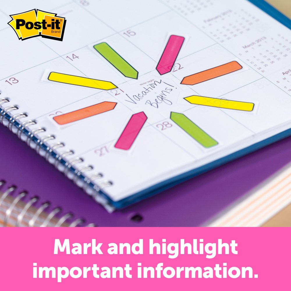 Post-it Flags, .5 in. x 1.7 in., 4 Dispensers, 24 Flags/Dispenser, Assorted Bright Colors, Back to School Supplies - 684ARR4 (MMM684ARR4) - Image 9