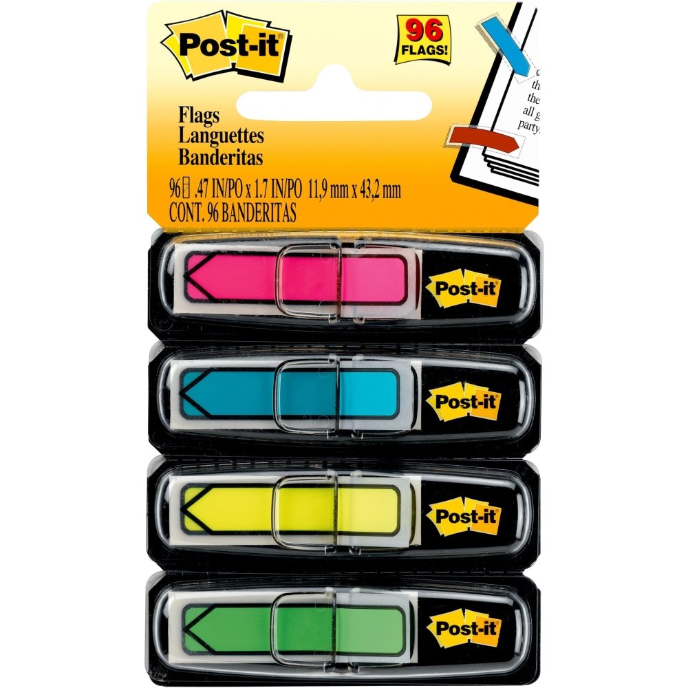 Post-it Flags, .5 in. x 1.7 in., 4 Dispensers, 24 Flags/Dispenser, Assorted Bright Colors, Back to School Supplies - 684ARR4 (MMM684ARR4) - Image 7
