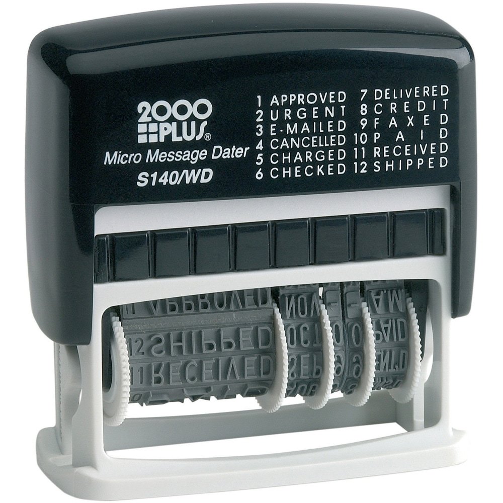 2000 PLUS Date Phrase Dater Stamp Self-Inking 12-in-1 Micro Date Message Dater Stamp, 12 Phrases, Black Ink - 11090 (COS011090) - Image 8